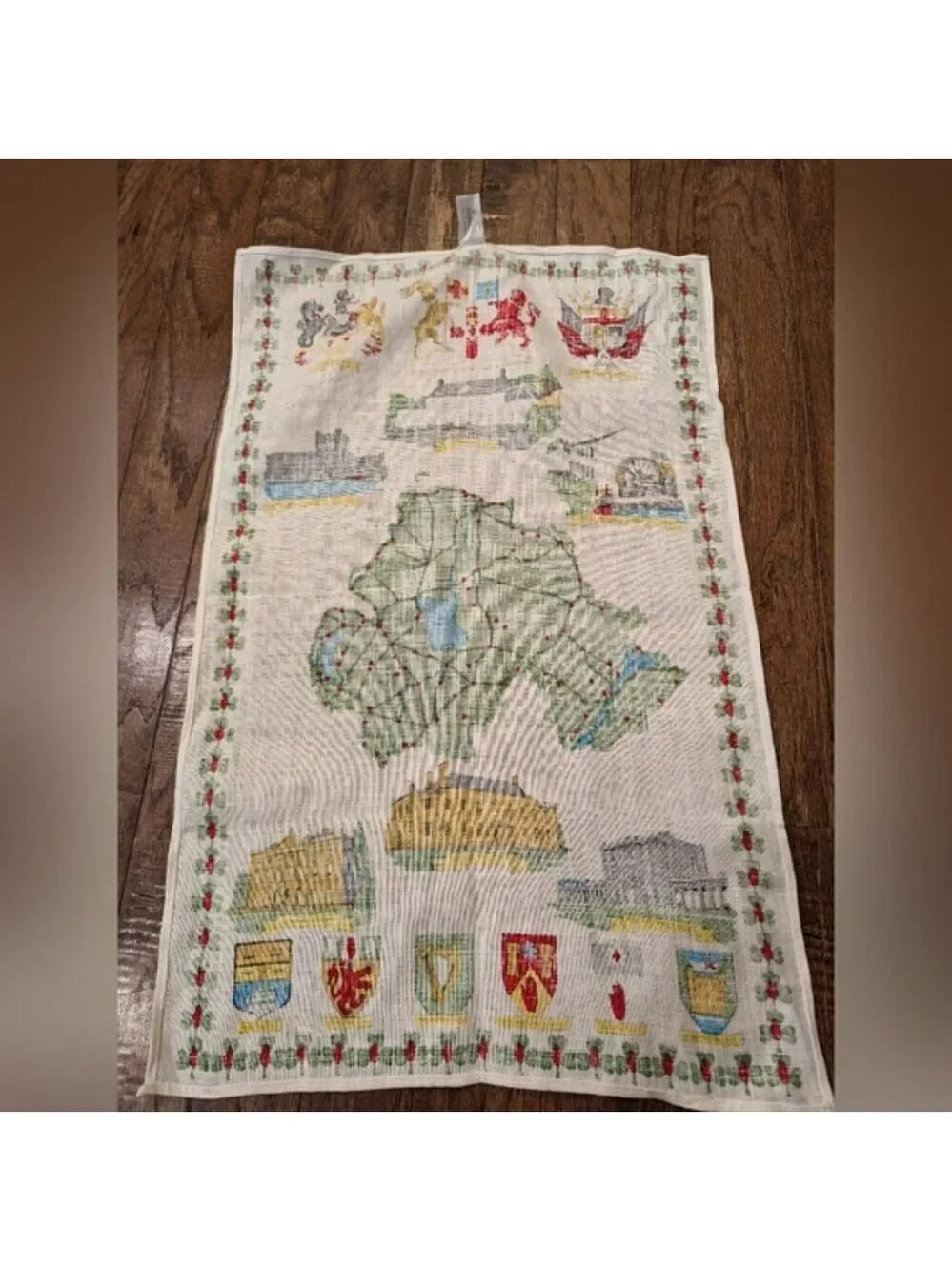 Vintage Ulster Irish Linen Tea Towel Wall Hanging Northern Ireland - IE
